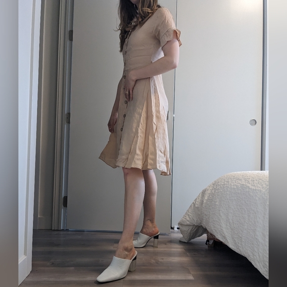 Vintage linen-blend poly-blend button up dress - Picture 4 of 6